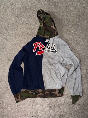 Polo by Ralph Lauren Navy, Gray & Camouflage Split Hooded Zip Jacket